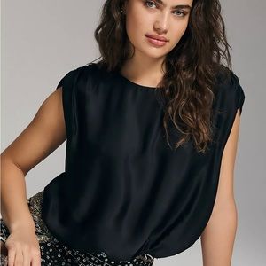 Women’s By Anthropologie Silky Boatneck Blouse. Black, size medium